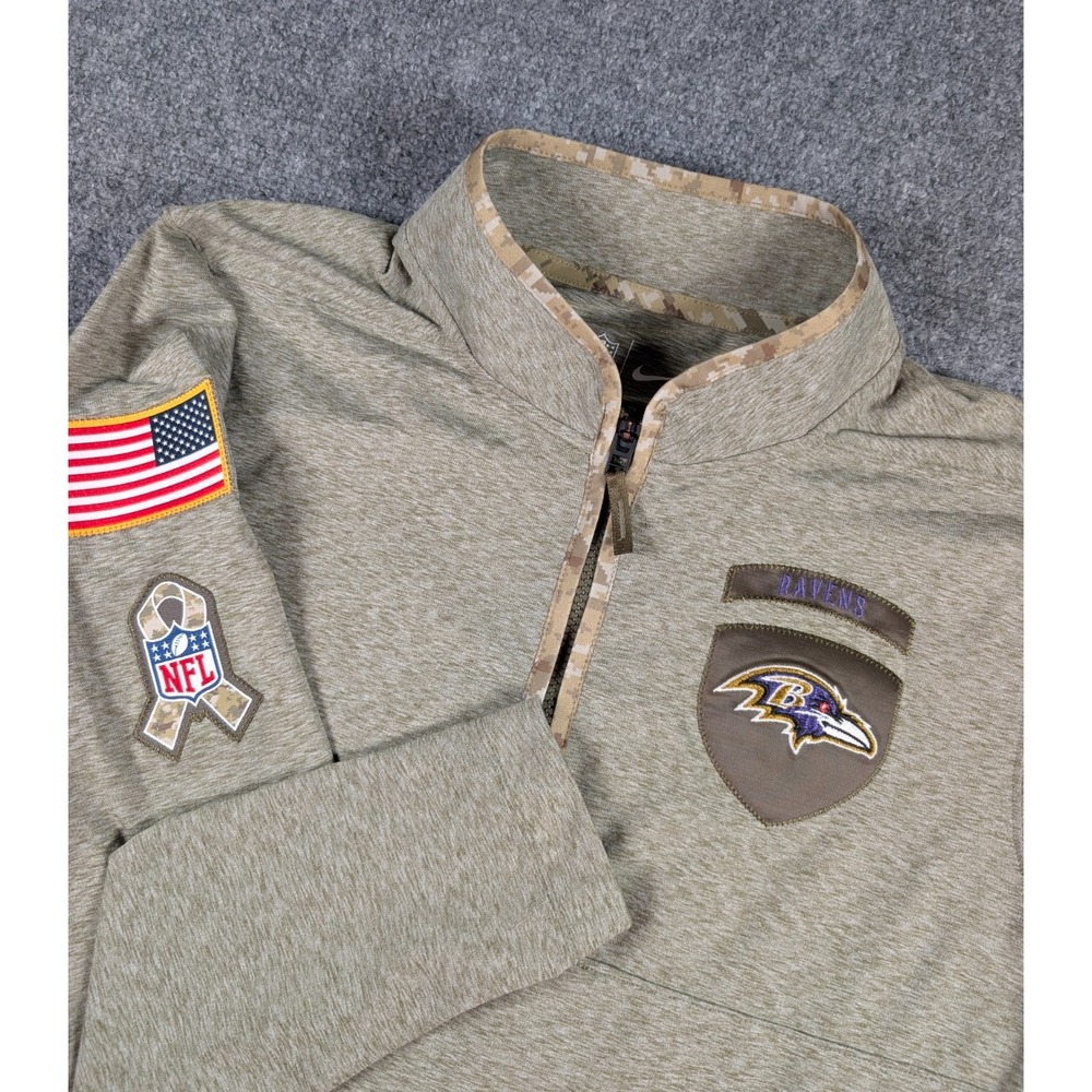 Baltimore‎ Ravens Salute To Service Nike 1/4 Zip Pullover Mens Small Green